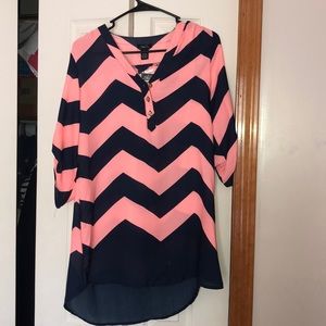 Sheer Chevron Print Blouse